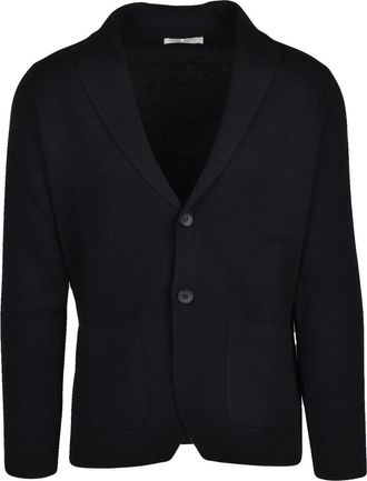FILIPPO DE LAURENTIIS Double-Breasted Cropped Merino Wool Jacket with Shawl Collar