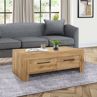 Birlea Oak Coffee Table New 4 Drawers Compton in Light Oak