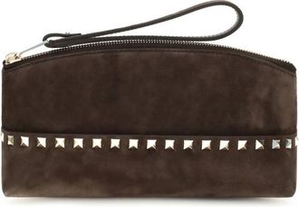 Valentino Garavani Brown The Rockstud Clutch