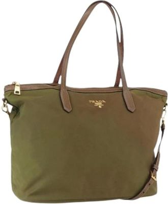 Prada Pre-owned Tote Bags, female, Green, Size: ONE SIZE Pre-owned Vintage Nylon Tote Bag