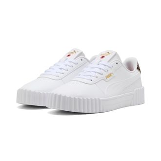 Puma Sneaker PUMA CARINA 3.0 ANIMAL FLAIR, Damen, Gr. 37,5, weiss (puma wei&szlig;, puma gold), Synthetik, Schuhe Sneaker