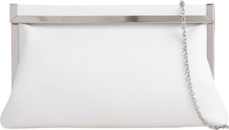 Girly HandBags Womens Fold Over Frame Clutch Bag Medium White