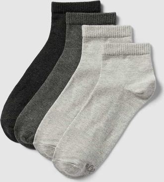 s.Oliver Red Label Socken mit Label-Detail im 4er-Pack Modell Quarter in Mittelgrau, Gr&ouml;&szlig;e 39/42