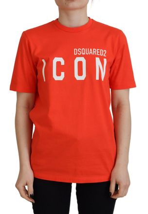 Dsquared2 Dsquared&sup2; Cotton Shiny Icon East Tee Crewneck Womens T-shirt (Pre-Owned)