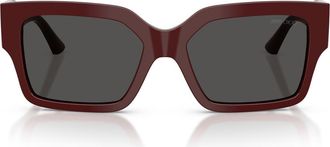 Jimmy Choo London 55mm Rectangular Sunglasses in Cranberry /Dark Grey at Nordstrom