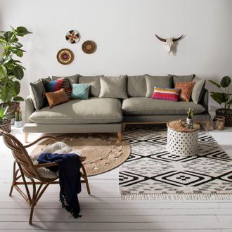 Maison Belfort home24 Eva Padberg Collection Ecksofa XL Lavina 2,5-Sitzer Cappuccino Webstoff 328x92x131 cm