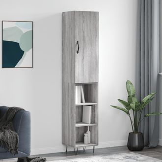 vidaXL Vidaxl - Aparador Alto Madera Contrachapada Gris Sonoma 34,5x34x180 Cm