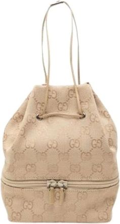 Gucci Pre-owned Bucket Bags, female, Beige, Size: ONE SIZE Pre-owned Canvas Bucket Bag