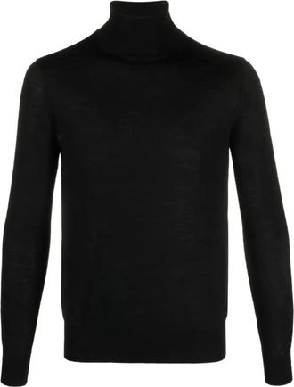 Ballantyne Zwarte T-Neck Pullover Sweater - Heren - Coltruien - Zwart - L - Truien & Vesten