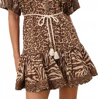 Zimmermann Wanderlust Lantern Mini Dress In Spliced Print