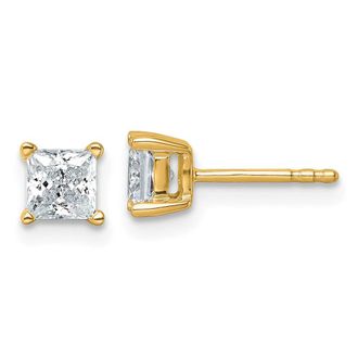 Diamond2Deal 14k Gold 1 ctw Princess Lab Grown Diamond Stud Earrings