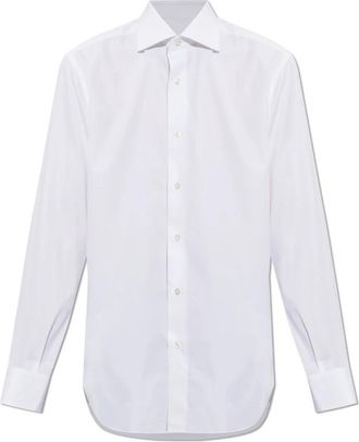 Brioni Klassiek Overhemd - Heren - Zakelijke Overhemden - Wit - XL - Katoen - Overhemden