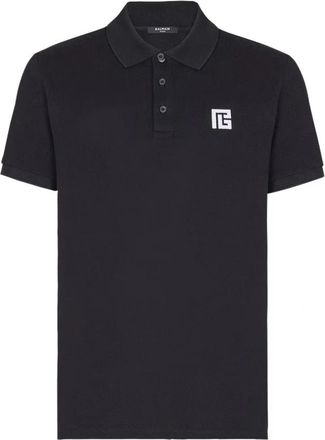 Balmain Monogram Logo Polo Shirt - Heren - Polos - Zwart - S - Katoen - Tops