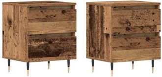 vidaXL Vidaxl - Armario de Noche con cajón 2 pcs Madera vieja 40 x 35 x 50 cm