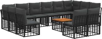 vidaXL Conjunto De Sof&aacute;s De Exterior 13 Uds. Negro Y Gris Oscuro Vidaxl
