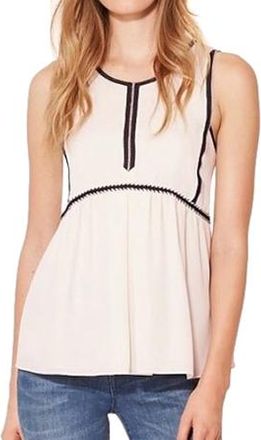 Tory Burch Cream Contrast Trim Sleeveless Top Size M