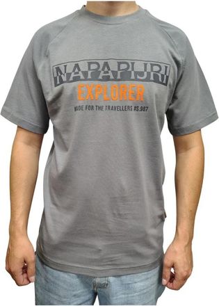 Napapijri T-shirt met korte mouwen - Heren - T-shirts - Grijs - S - Katoen - Tops