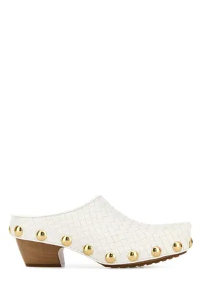 Bottega Veneta White Woven Mules