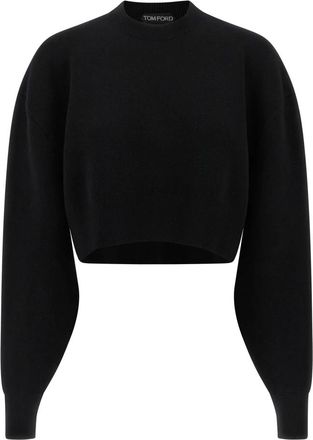 Tom Ford Sculpturaal Double Face Wollen Kasjmier Sweatshirt - Dames - Ronde hals truien - Zwart - XS - Wol - Truien & Vesten