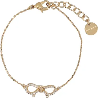 Ferragamo Gold Bow Heart Glass Brass Bracelet
