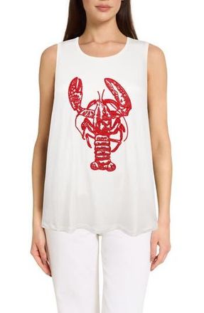 Caribbean Joe The Everyday Embroidered Lobster Tank in White Red at Nordstrom Rack, Size X-Large