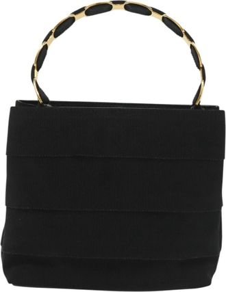 Ferragamo Vala Handbag Canvas Black Canvas Handbag (Pre-Owned)