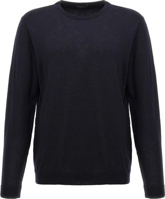 Roberto Collina Merino wollen trui - Heren - Ronde hals truien - Blauw - 3XL - Wol - Truien & Vesten