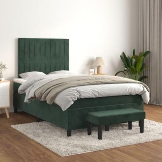 vidaXL Vidaxl - Cama Box Spring Con Colch&oacute;n Terciopelo Verde Oscuro 120x200 Cm