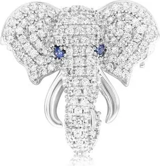 Suzy Levian Cubic Zirconia Elephant Brooch in Silver at Nordstrom Rack