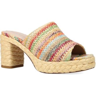Pelle Moda Capree Espadrille Platform Slide Sandal in Beige Multi at Nordstrom, Size 8.5