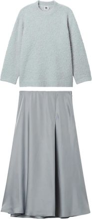B+ab Trui en midi-rok met ronde hals - Grijs