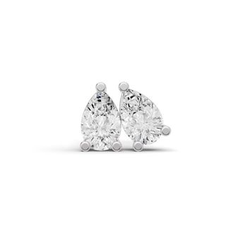 Diamond2Deal 14K White Gold 0.50 Ct Lab Grown Pear Shape Diamond Solitaire Stud Earrings Color- E-F, Clarity- VS1