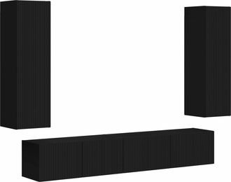 vidaXL Conjunto De Mueble De Tv 3 Uds. Negro Vidaxl