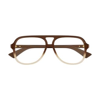 Bottega Veneta Brown-to-Crystal Gradient Eyeglasses - Brown