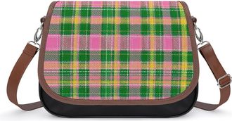 Generic Buffalo Scottish Tartan Plaid Checkered Womens Crossbody Bag Fashion Shoulder Handbags Message Tote Bag with Adjustable Strap