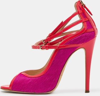 Brian Atwood Pink Calf Hair And Patent Leather Stellah Pumps
