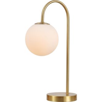 Jonathan Y Designs Arco Iron/Glass Minimalist Mid-Century Globe LED Table Lamp in Brass Gold at Nordstrom