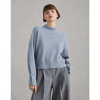 Brunello Cucinelli Womens Arctic Wool Ribbed Mock Neck Sweater, Size M