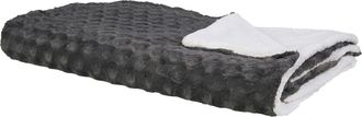 Beliani Beliani - Manta De Poli&eacute;ster Gris Oscuro Blanco 200 X 220 Cm Colcha Cubrecama Kandilli