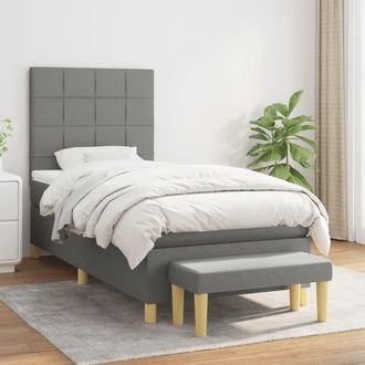 vidaXL Vidaxl - Cama Box Spring Con Colch&oacute;n Tela Gris Oscuro 90x190 Cm