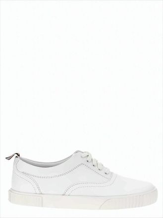 Thom Browne Low-Top Calf Leather Sneakers With Tricolor Pull Tab