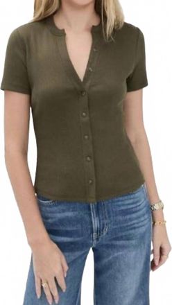Veronica Beard Dilia Button Down Tee In Cypress