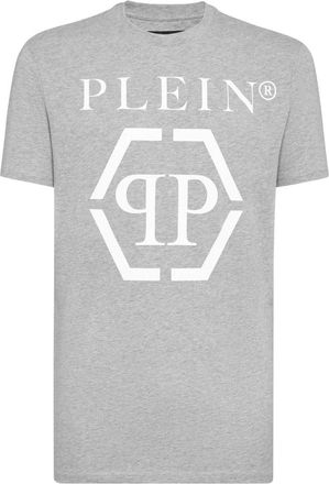 Philipp Plein T-Shirt Ronde Hals Hexagon - Heren - T-shirts - Grijs - 2XL - Katoen - Tops