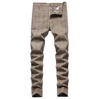 Generic Chinos Trousers Men Slim Fit Stretch Tartan Tweeds Mens Trouser Chino Plaid Pants Slim Fit Classic Check Golf Retro Pants Vintage Style Bottom With Po