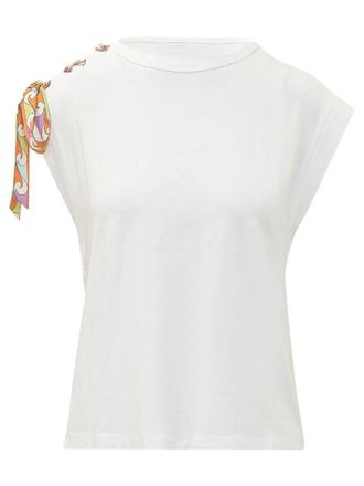 Pucci White Solid Round Neck T-Shirt