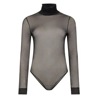Maison Margiela Body, female, Black, Size: 2XS High-neck Bodysuit