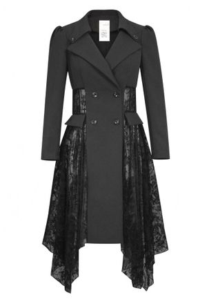 Chic Star Womens Lace Trench Jacket In Black