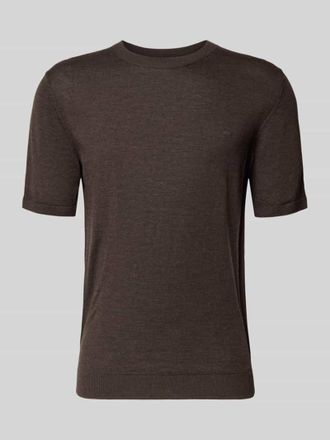 Fynch-Hatton Fynch-Hatton T-Shirt mit Rundhalsausschnitt und Label-Stitching in Dunkelbraun, Gr&ouml;&szlig;e XXXL