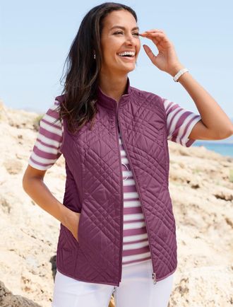 Casual Looks Steppweste CASUAL LOOKS, Damen, Gr. 36, violett, 100% Polyester, Wattierung:100% Polyester, unifarben, Westen Steppweste