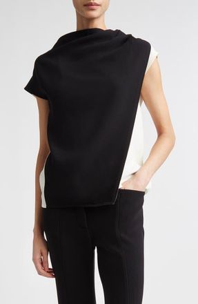 Proenza Schouler Elsa Asymmetric Double Crepe Top in Black Multi at Nordstrom, Size 10